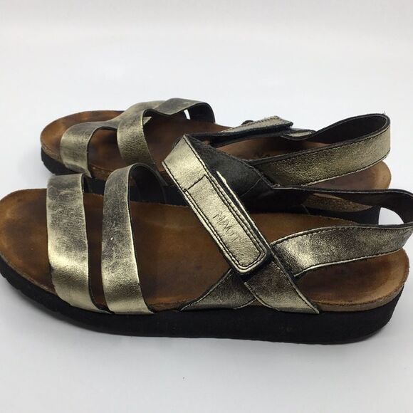 Naot Kayla Sandal Gold Leather Three Strap Adjustable Comfort Shoes US 8 - Picture 8 of 14
